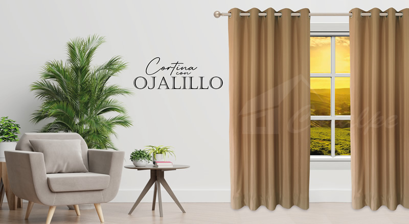 Cortinas con ojalillos de aluminio arena