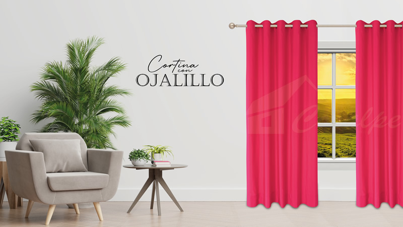 Cortinas con ojalillos de aluminio fucsia