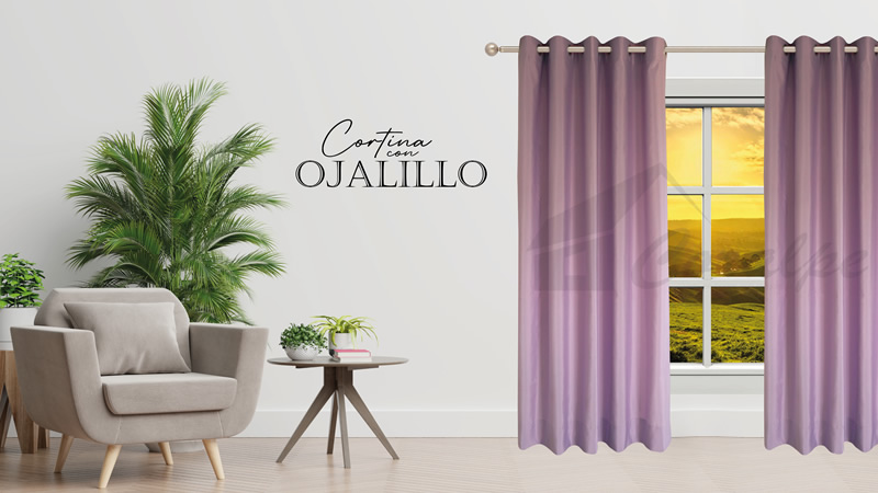 Cortinas con ojalillos de aluminio lila